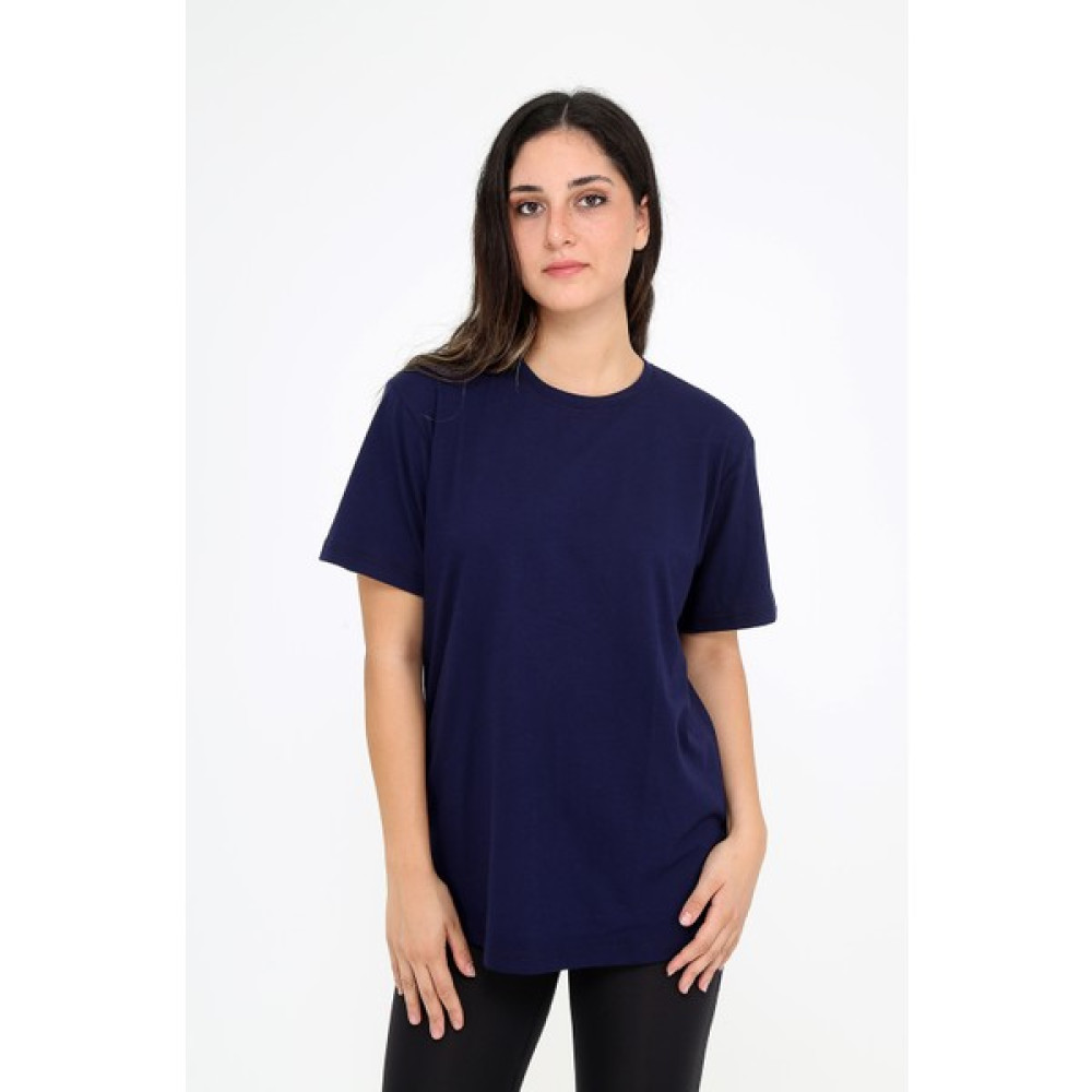 Rubadi Oversize (bol ve geniş kesim) Lacivert T-Shirt. Bisiklet Yaka, Basic, Salaş Model Bayan T-shirt Fiyatı
