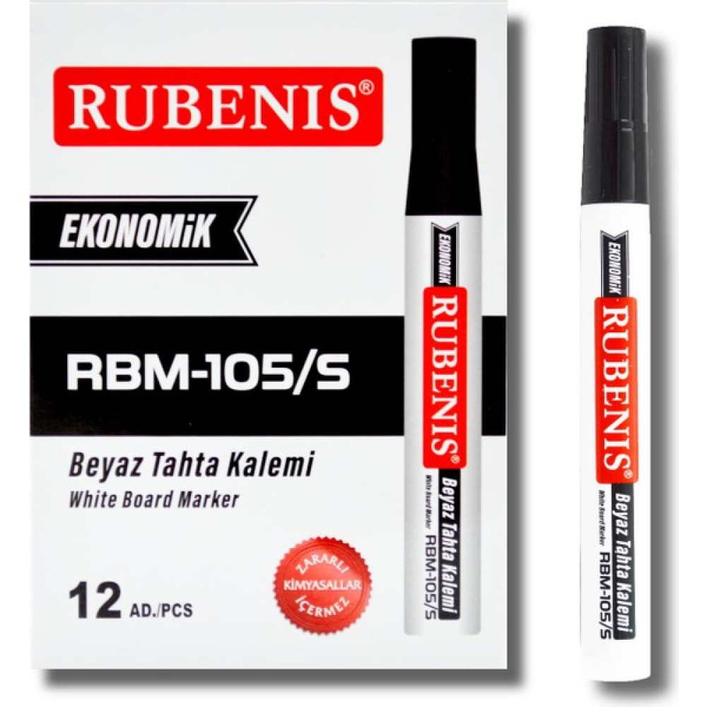 Rubenis Ekonomik Beyaz Tahta Kalemi Siyah 12 Adet Yazı Tahtası Kalemi Fiyatı
