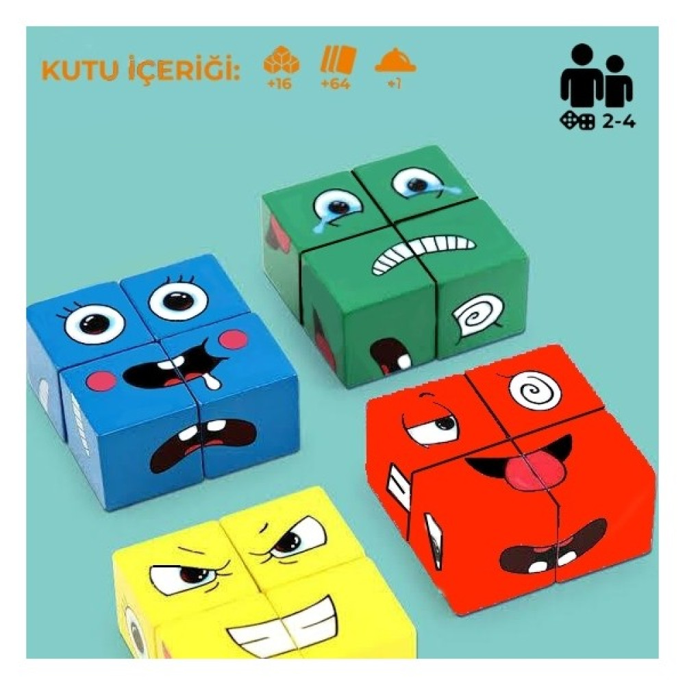 Rubik Emoji Bulmaca Oyunu 16 Küp 64 Kart ve Zil Eğitici Oyuncak Eğitici Oyuncak Fiyatı
