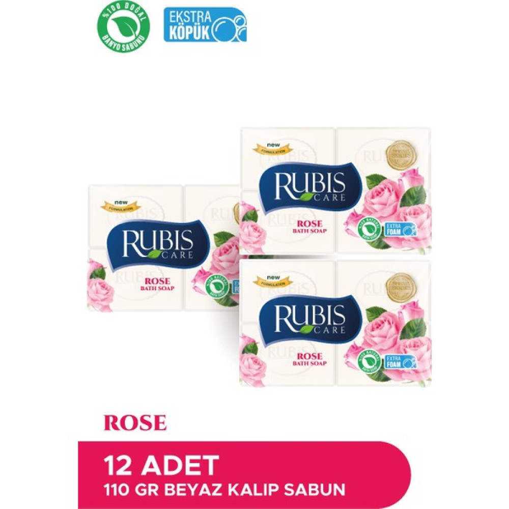 Rubis Doğal Banyo Sabunu 3 Paket Beyaz Kalıp Sabun - 4 x 110 gr Gül - 4X110 GRAMe Sabunlar Fiyatı