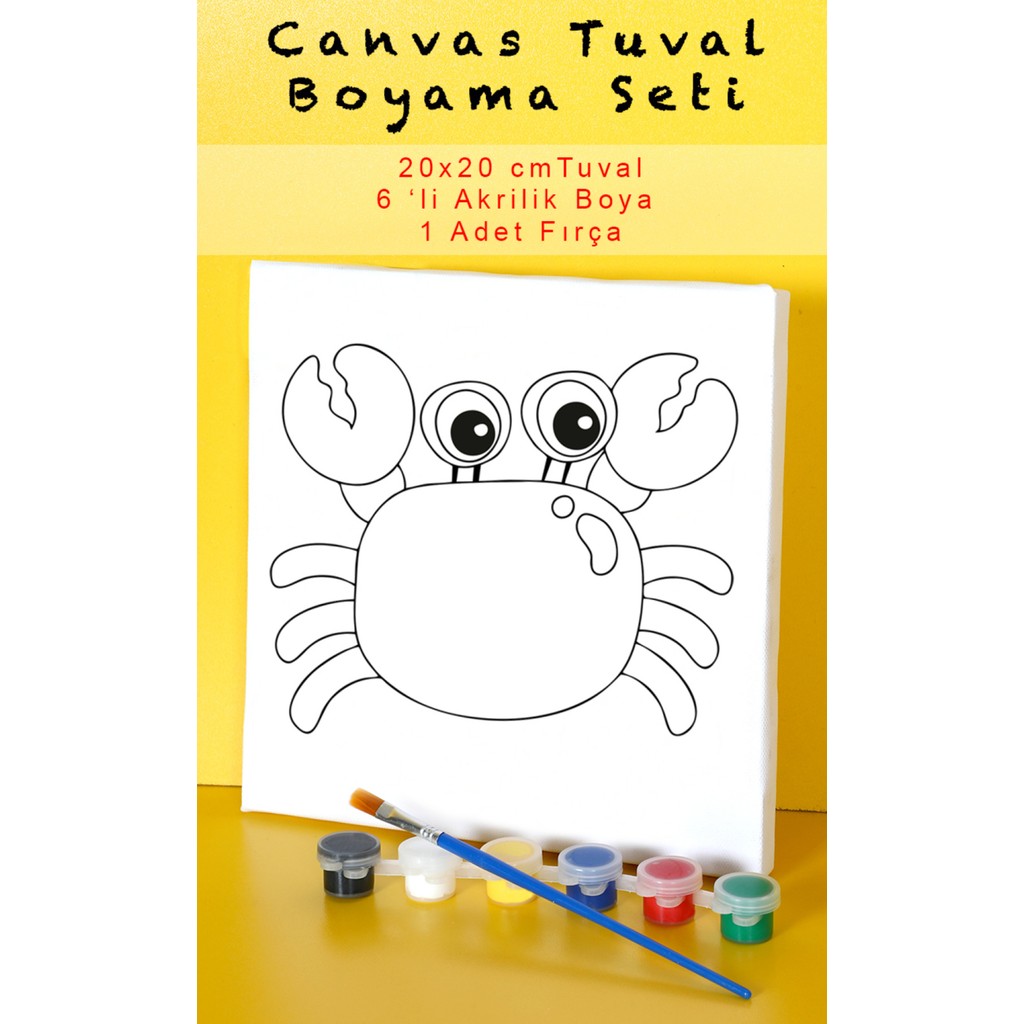 Rubis Sevimli Yengeç Canvas Tuval 20X20 cm Çocuk Boyama Seti Diğer Fiyatı