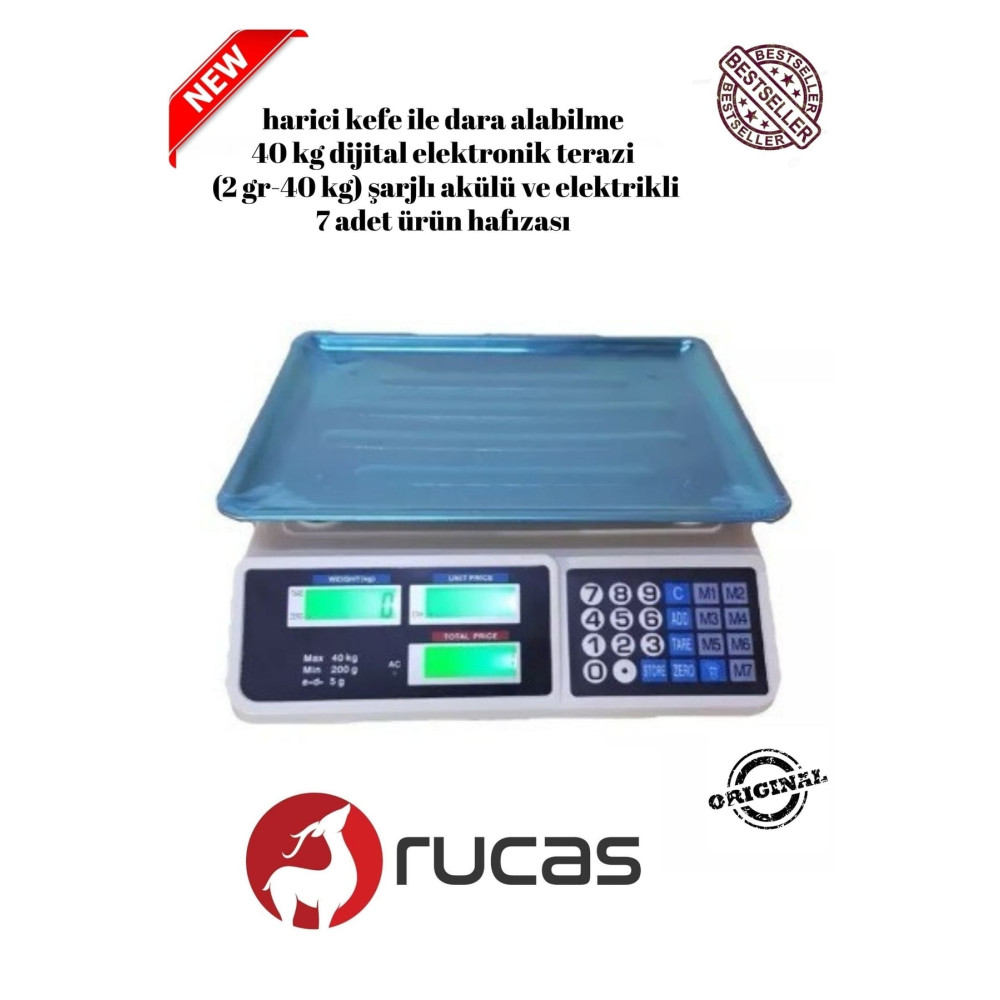 Rucas Market Pazarcı Manav Ve Kasap Terazisi 40 Kg Kapasiteli Elektronik Dijital Bakkal Tartısı Yazarkasa Fiyatı