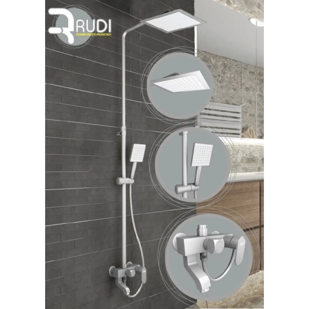 Rudi 201-W Robot Dus Seti Ve Banyo Uzun Gagali Bataryasi 3'Lu Set Duş Seti Fiyatı