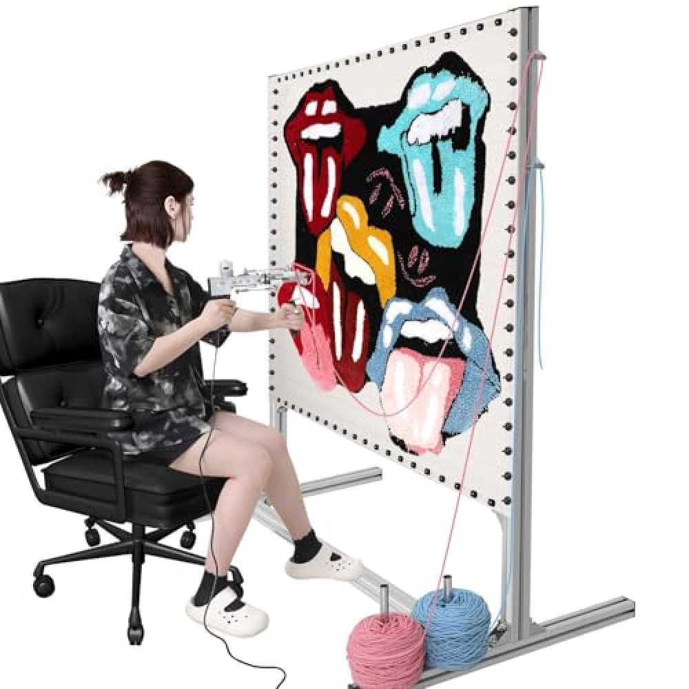 Rug Tufting Frame Kit, 55 Inches Aluminum Metal Tufting Frame for Rug Making, A Safer Tufting Cloth Stand for Tufting Beginners and Lovers