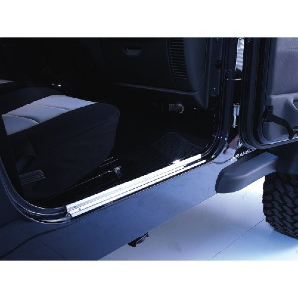 Rugged Ridge Door Entry Guards for Jeep Wrangler TJ/LJ | 2-Piece Set, No Drill | Textured Stainless | 11119.03 | Fits 1997-2006 Jeep Wrangler TJ, 2004-2006 Jeep Wrangler LJ