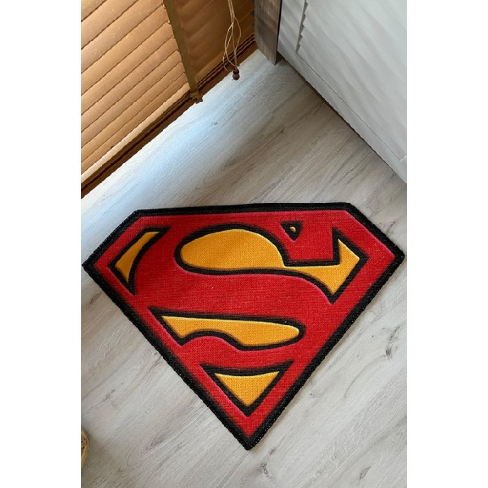 Rugs Modern Mira 843 Superman Logo Desenli Halı - 80 x 80 cm - Renkli Salon Halısı Fiyatı
