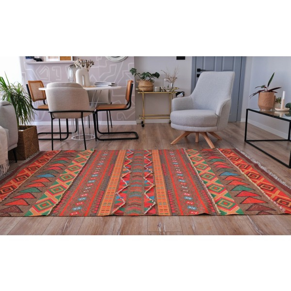 Rugs Modern Rustik Multy 4006 Çok Renkli Ponpon Detaylı Dokuma Kilim - 80 x 150 cm Kilim Fiyatı