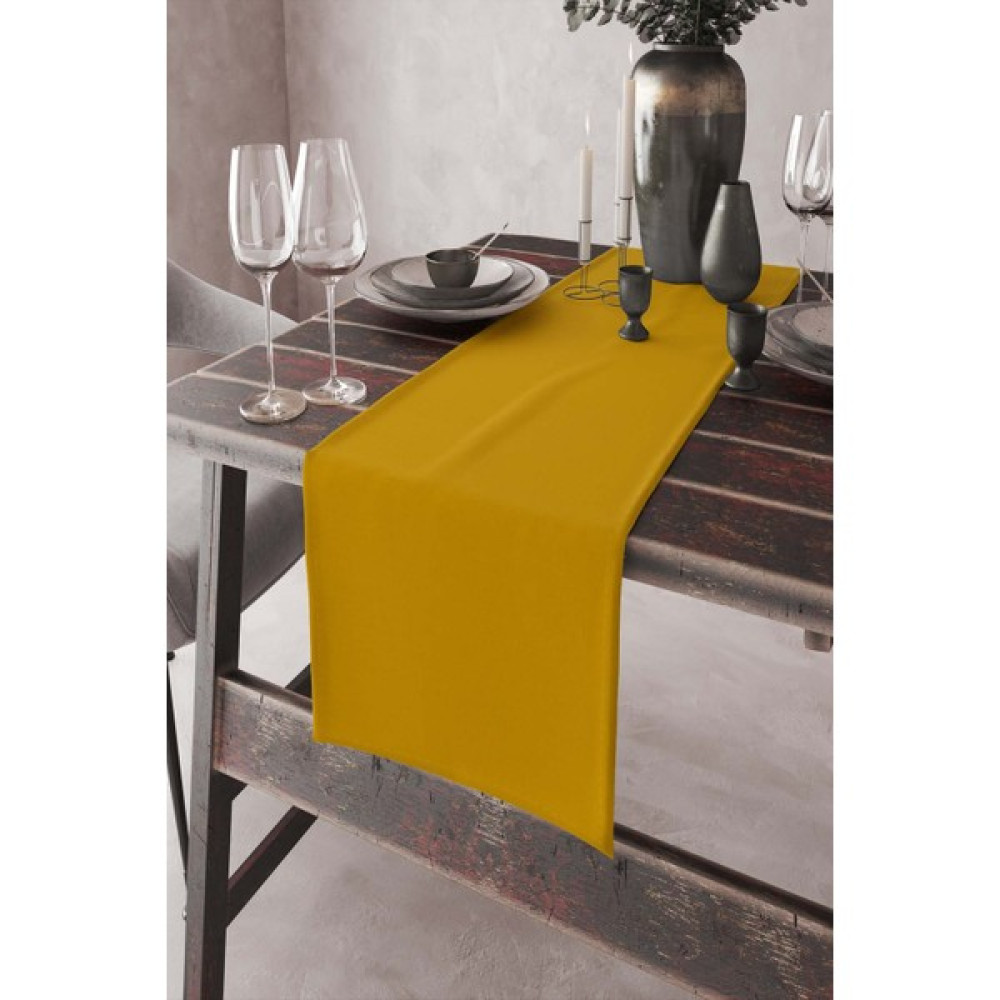 RugViva Hardal Tek Renk Sade Ranır Masa Örtüsü Premimum Dokuma Kumaş Düz 40X140 Cm RNR025 - 40 x 140 cm Masa Örtüsü Fiyatı