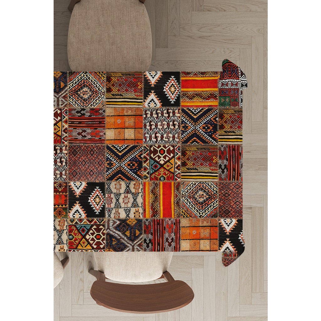 RugViva Leke Tutmayan Dokuma Elit Yıkanır Leke Tutmayan Kumaş Patchwork Kırk Yama Masa Örtüsü MSO168 - 140 x 100 cm - Palatinete Mor Diğer Fiyatı