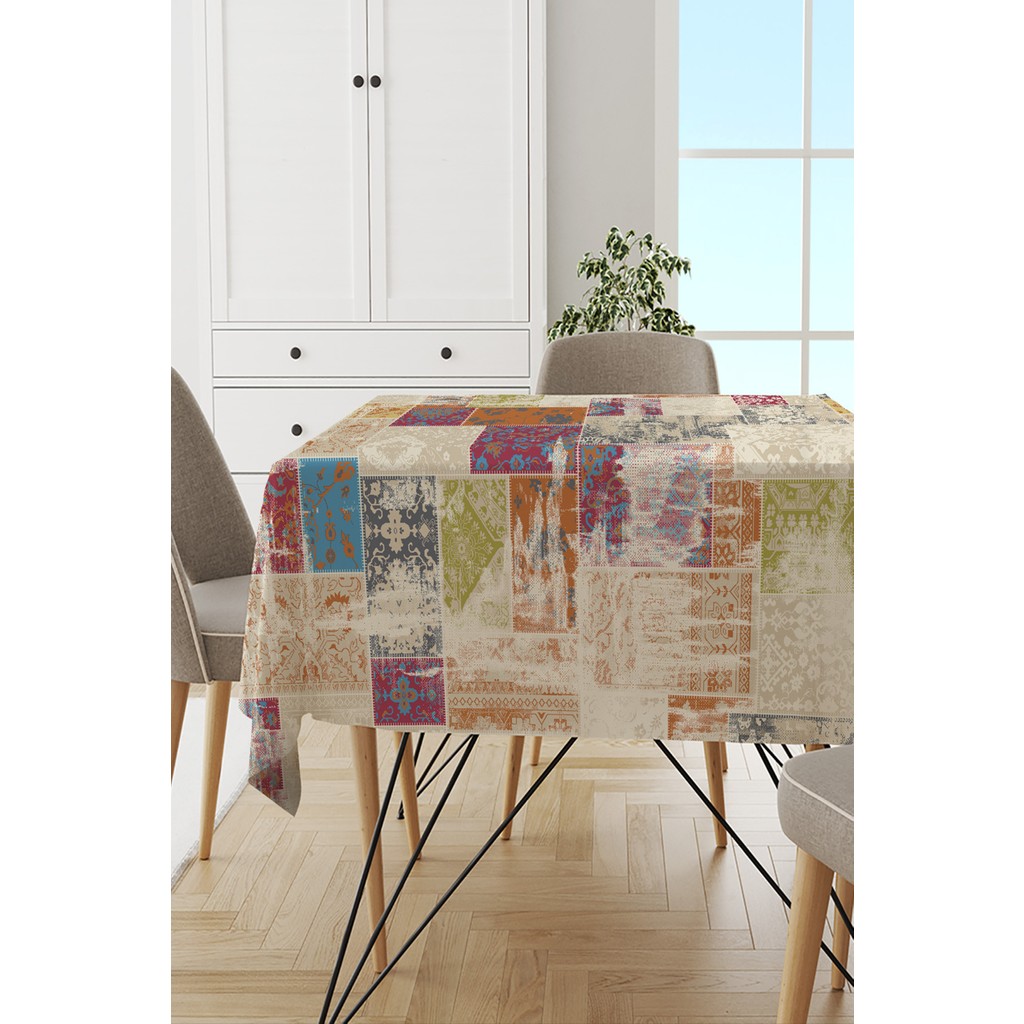 RugViva Leke Tutmayan Dokuma Elit Yıkanır Leke Tutmayan Kumaş Patchwork Kırk Yama Masa Örtüsü MSO170 - 140 x 100 cm - Siyah - Gri - Beyaz Diğer Fiyatı