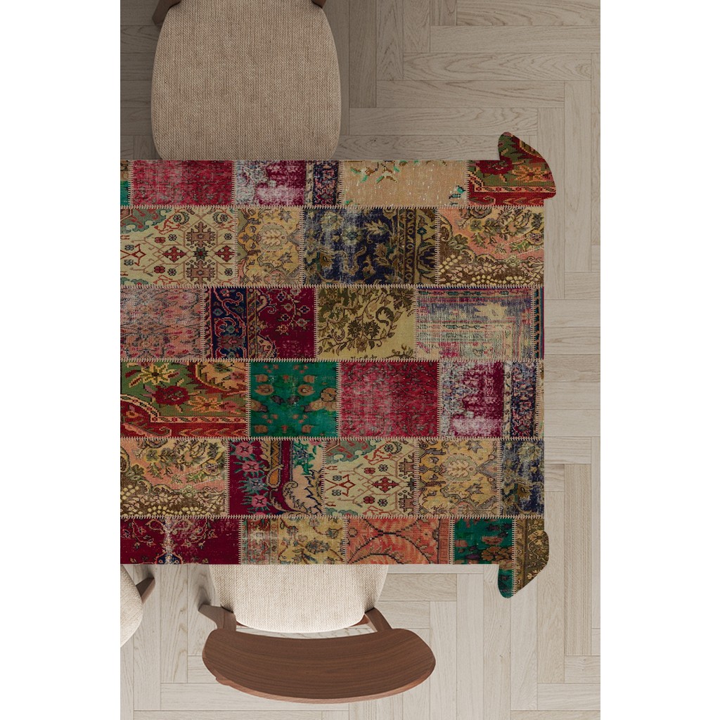 RugViva Leke Tutmayan Dokuma Elit Yıkanır Leke Tutmayan Kumaş Patchwork Kırk Yama Masa Örtüsü MSO293 - Renkli - 140 x 100 cm SSD / Solid State Drive Fiyatı