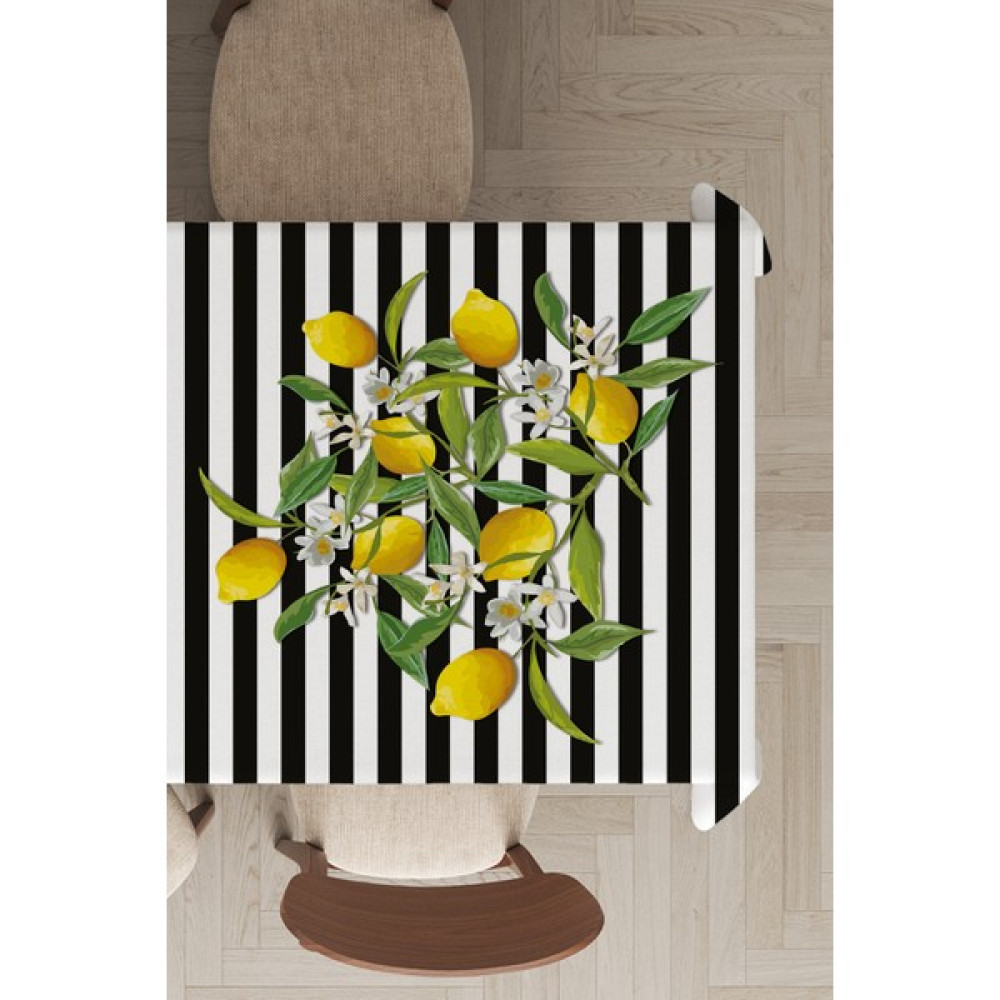 RugViva Leke Tutmayan Leke Tutmayan Dokuma Elit Yıkanır Kumaş Limon Desenli Masa Örtüsü MSO116 - 140 x 180 cm - Renkli Masa Örtüsü Fiyatı