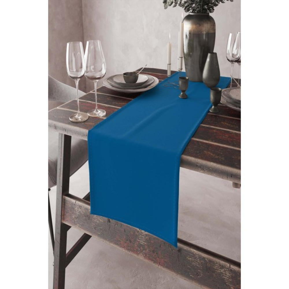 RugViva Mavi Tek Renk Sade Ranır Masa Örtüsü Premimum Dokuma Kumaş Düz 40X140 Cm RNR021 - 40 x 140 cm Masa Örtüsü Fiyatı
