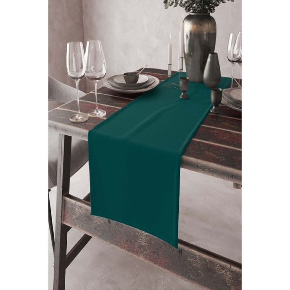 RugViva Petrol Yeşil Tek Renk Sade Ranır Masa Örtüsü Premimum Dokuma Kumaş Düz 40X140 Cm RNR019 - 40 x 140 cm - Açık Krem Masa Örtüsü Fiyatı