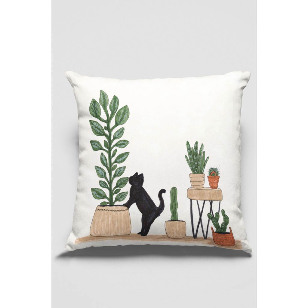 RugViva Premium Tay Tüyü Dokuma Leke Tutmaz Kumaş Çift Taraflı Kırlent Yastık Kılıfı Kaktüs 43X43 Cm KRL444 - 43 x 43 cm - Renkli Yastık Kılıfı Fiyatı