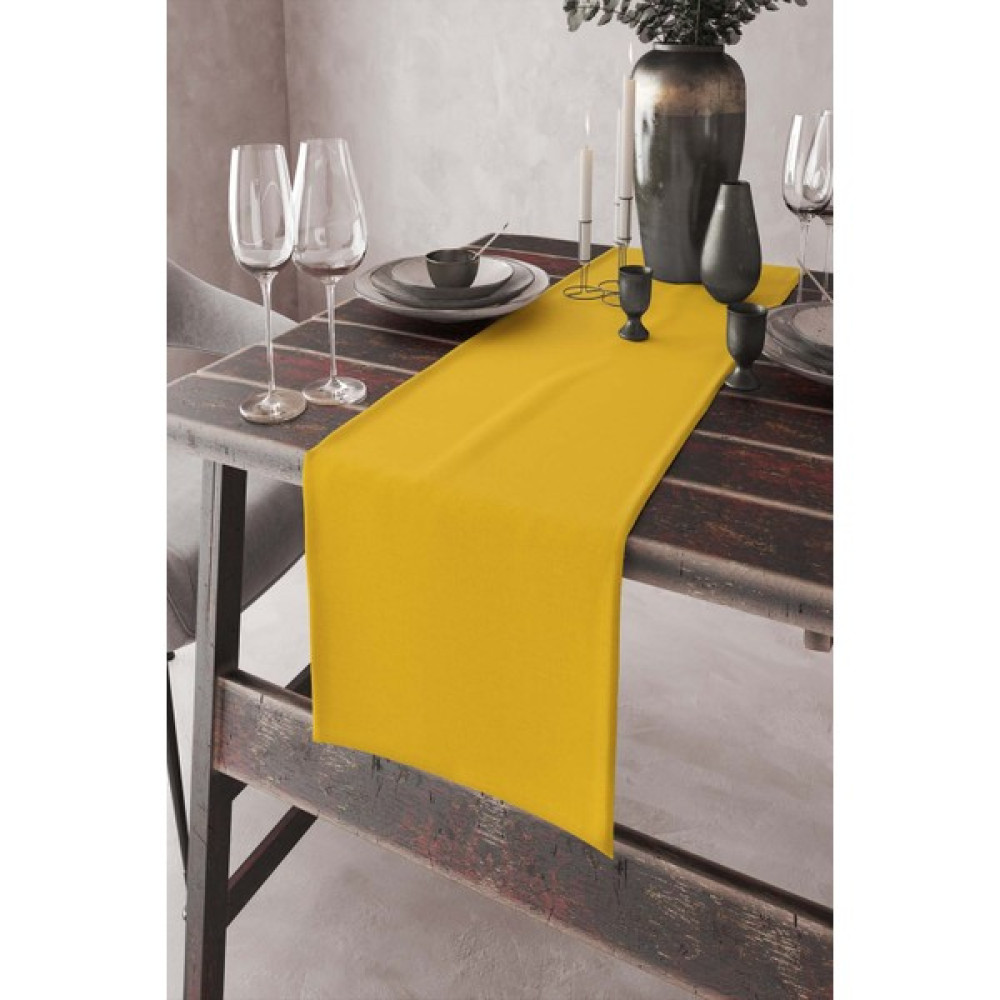 RugViva Sarı Tek Renk Sade Ranır Masa Örtüsü Premimum Dokuma Kumaş Düz 40X140 Cm RNR016 - 40 x 140 cm Masa Örtüsü Fiyatı