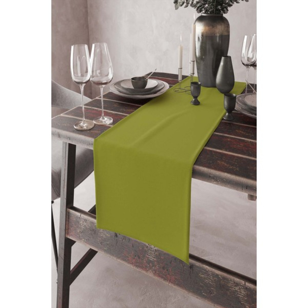RugViva Yeşil Tek Renk Sade Ranır Masa Örtüsü Premimum Dokuma Kumaş Düz 40X140 Cm RNR017 - 40 x 140 cm Masa Örtüsü Fiyatı