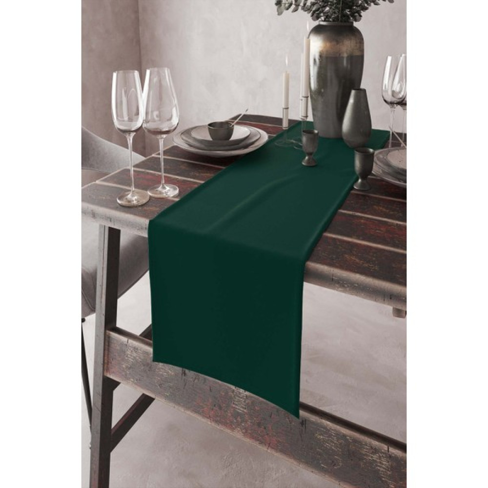 RugViva Zümrüt Yeşil Tek Renk Sade Ranır Masa Örtüsü Premimum Dokuma Kumaş Düz 40X140 Cm RNR018 - 40 x 140 cm - Renkli Masa Örtüsü Fiyatı