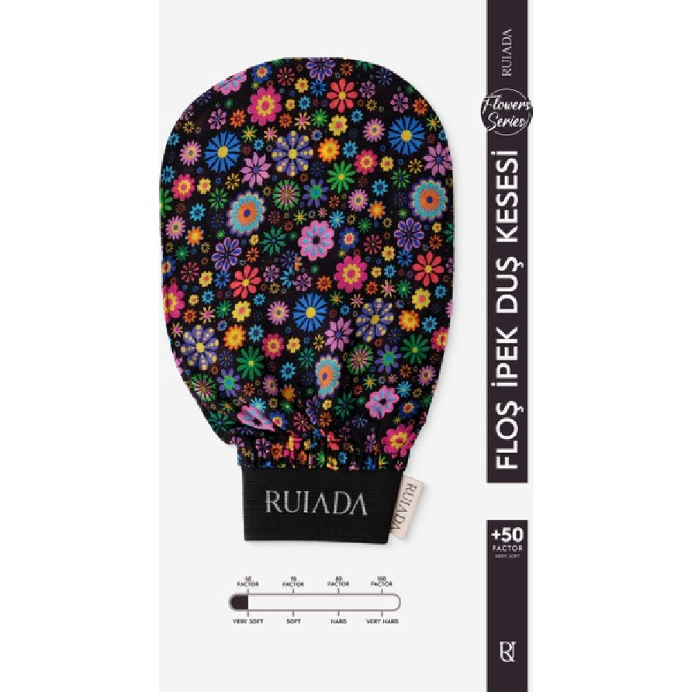 Ruiada Flowers Series +50 Factor %100 Floş İpek İnce Banyo Duş Kesesi Peeling Eldiveni (BLACK) Vücut Bakım Setleri Fiyatı