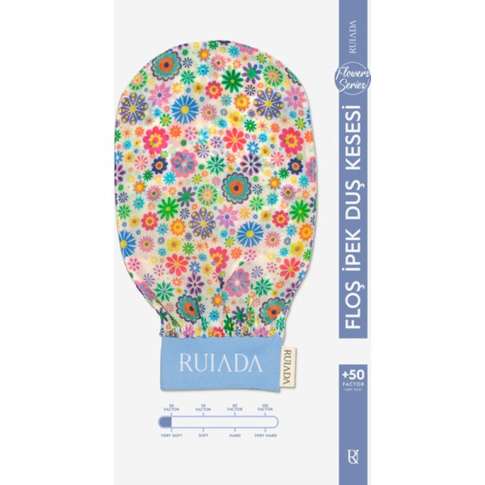 Ruiada Flowers Series +50 Factor %100 Floş ipek ince Banyo Duş Kesesi Peeling Eldiveni (BLUE) Vücut Bakım Setleri Fiyatı