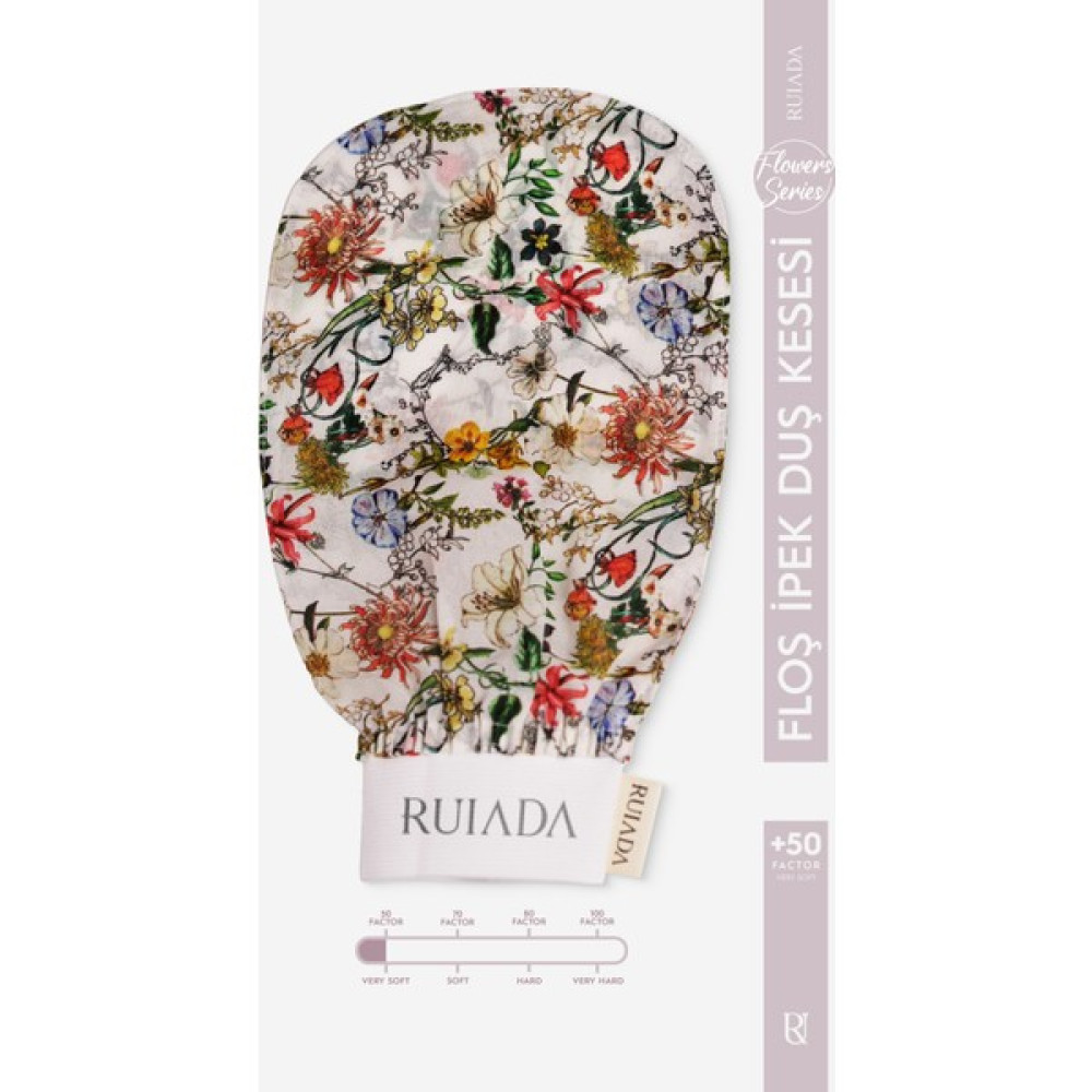 Ruiada Flowers Series +50 Factor %100 Floş ipek ince Banyo Duş Kesesi Peeling Eldiveni (WHİTE) Vücut Bakım Setleri Fiyatı