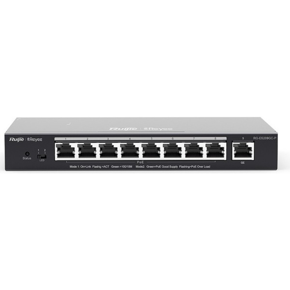 Ruijie 8port 120W Full Poe Reyee RG-ES209GC-P Gıgabıt Yönetilebilir Switch Masaüstü Hub & Switch Fiyatı
