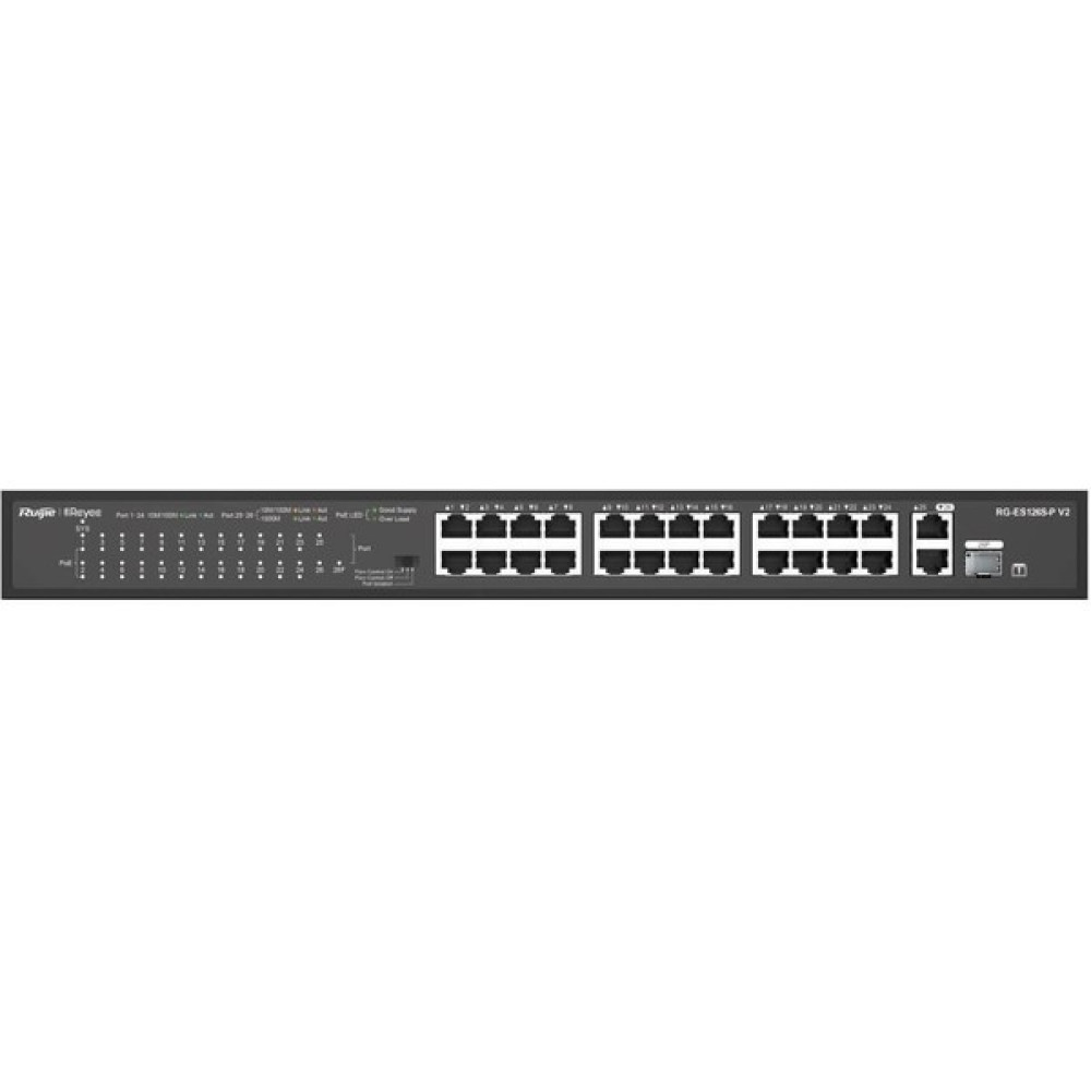 Ruijie Reyee RG-ES126S-P V2 24 Port 370W 2xgigabit Uplink, 1xsfp Yönetilemez Poe Switch Hub & Switch Fiyatı