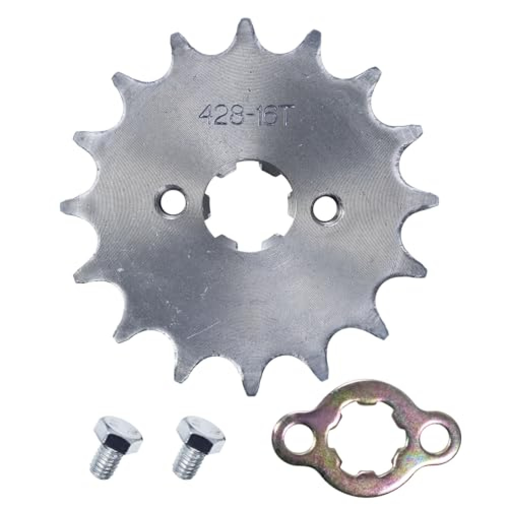 RUIQIMOTO Motorcycle 428 16T 17mm Front Engine Sprocket for 50cc 70cc 90cc 110cc 125cc 140cc TaoTao DB27 Apollo Roketa Coolster Sunl Boom Vader Benelli TNT135 Pit Dirt Bike Mini Bike ATV 4 Wheeler