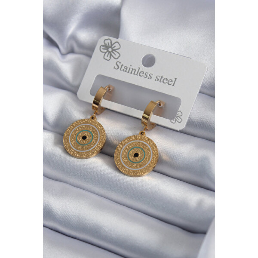 Ruken Gümüş 316L Çelik Gold Renk Işleme Detay Kadın Küpe - 1,5 cm - Bej Küpeler Fiyatı