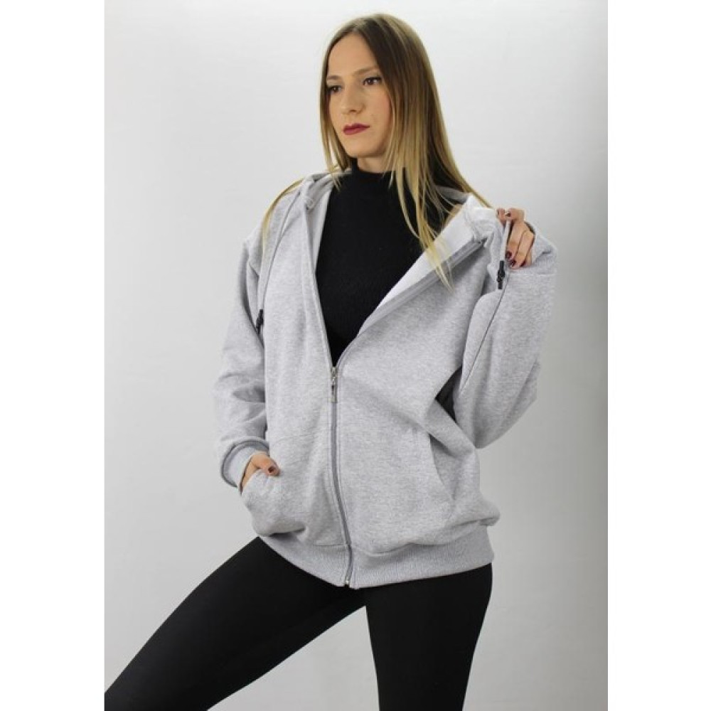 Ruken Store Fermuarlı Üç Iplik Kapşonlu Sweat Gri - 2810.2022 Bayan Sweatshirt Fiyatı