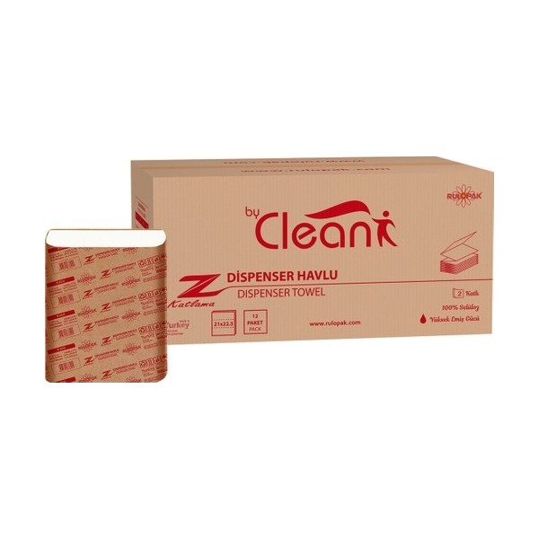 Rulopak By Clean Z Katlama Kağıt Havlu 2 Katlı 130 Yaprak 12'Li Paket El / Yüz Havlusu Fiyatı