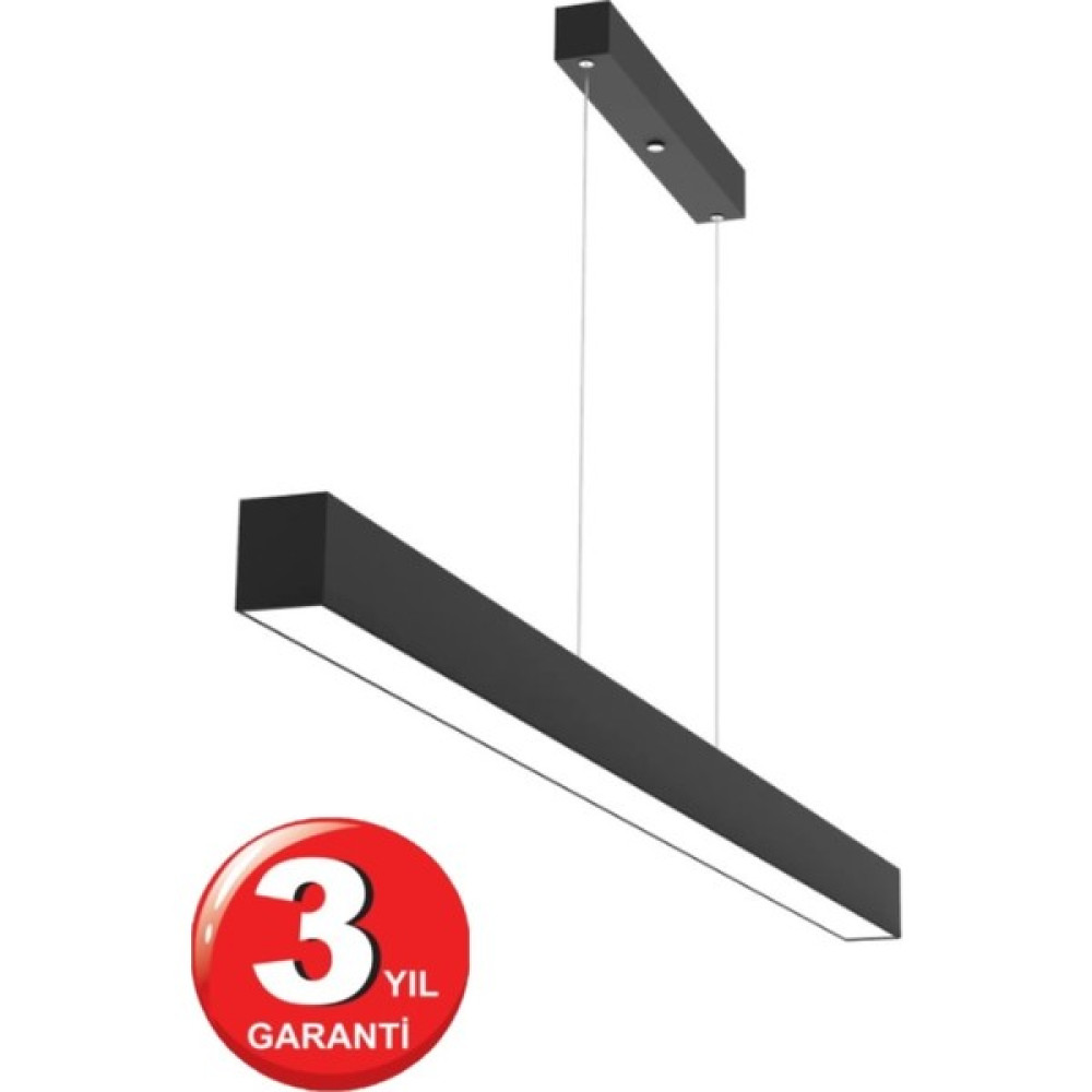 RulTech Linear Lineer 120cm Siyah Kasa Beyaz Işık 6500K Ledli Sarkıt Modern Led Avize, Salon, Mutfak, Masa Üstü Avize Avize Fiyatı