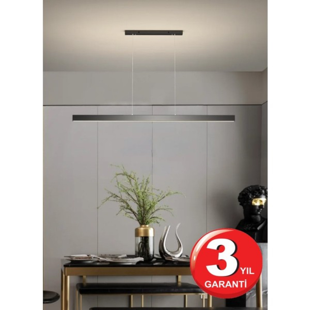 Rultech Lineer 120CM Siyah Kasa Sıcak Beyaz Işık 4000K Ledli Sarkıt Modern LED Avize, Salon, Mutfak, Masa Üstü Avize Aydınlatma Avize Fiyatı