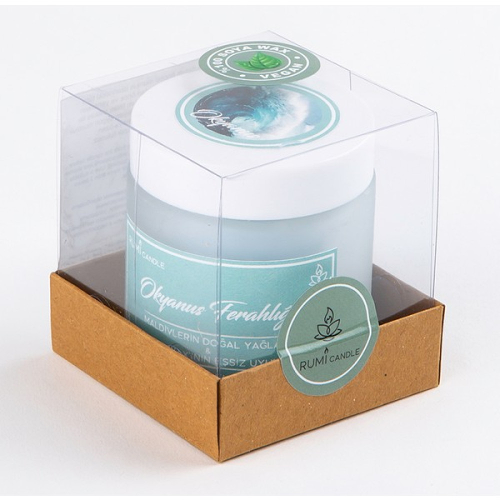 Rumi Candle Cam Kavanoz Kokulu Soya Vegan Lüx Mum Hediyelik Aromaterapik Esansiyel Yağlı Okyanus Kokulu Fresh Taze Mum - 1 Adet - Mavi Dekoratif Mum Fiyatı