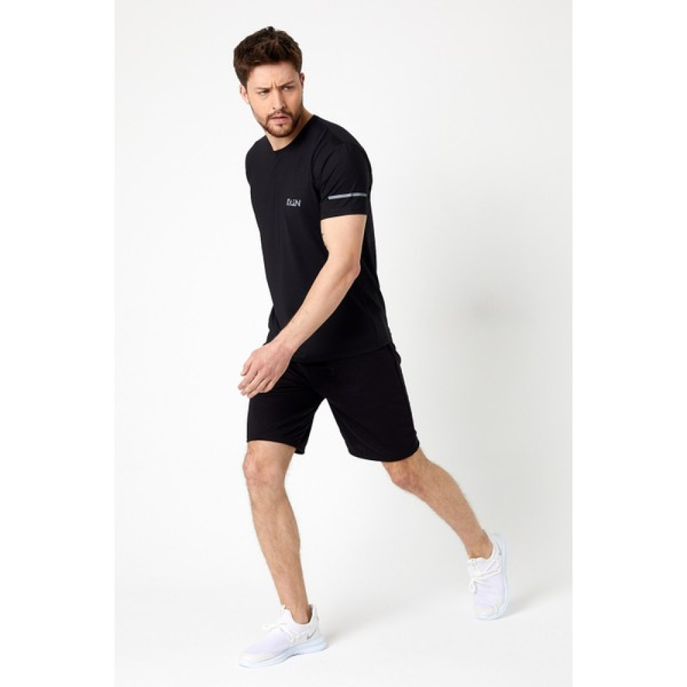 Run Nefes Alan Spor Kısa Kollu Reflektör Baskılı T-Shirt Siyah Erkek T-Shirt & Sweatshirt (Outdoor) Fiyatı