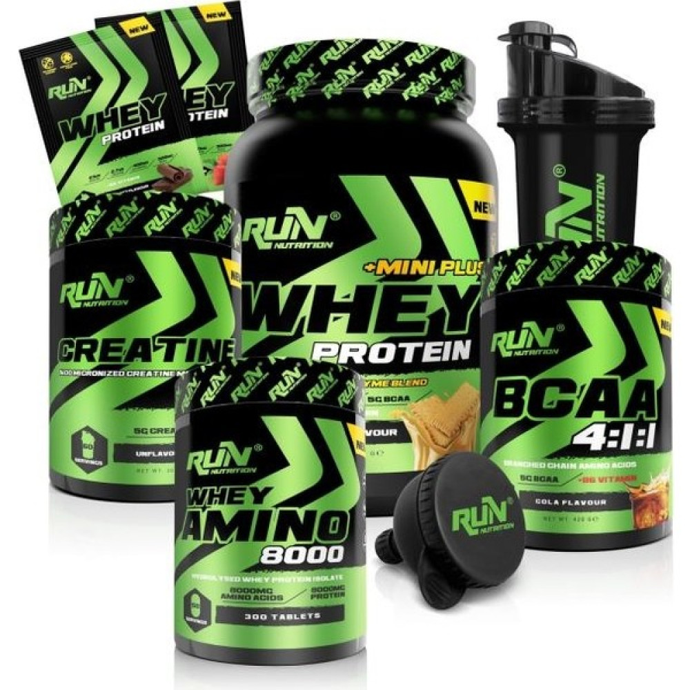 Run Nutrition Fitness Paketi Small Extra Kas Kütlesi - Whey Mini Plus, Creatine, Bcaa, AMINO8000 - Bisküvi, Kola - Hediyeli Protein Tozları Fiyatı