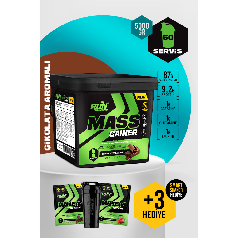 Run Nutrition Gainer - 5 kg - Çikolata Aromalı - 50 Servis - Hediyeli Sporcu Besinleri Fiyatı