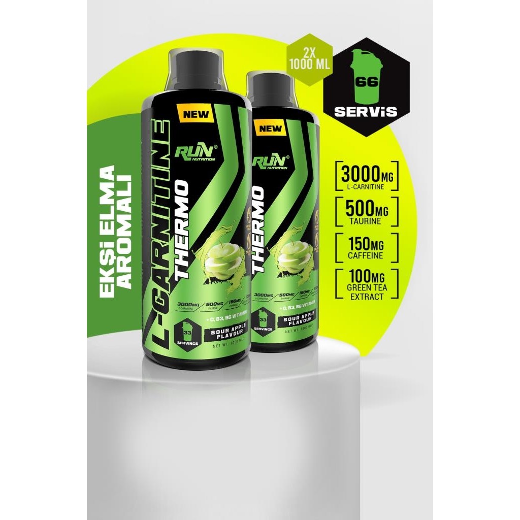 Run Nutrition L-Carnitine x 2 Adet - 2lt - Ekşi Elma Aromalı - 3000 mg - 66 Servis Sporcu Besinleri Fiyatı