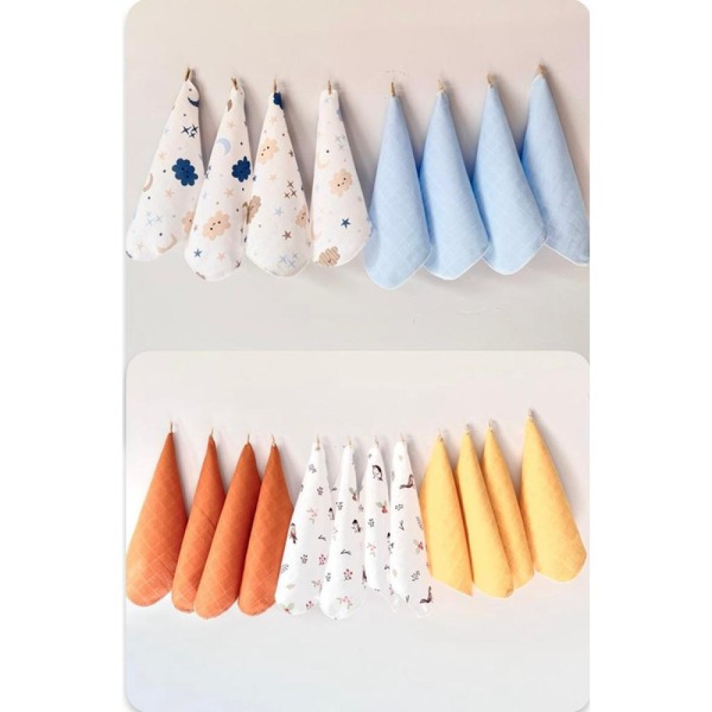 Runbaby (20 Adet ) 25X25 cm %100 Organik Pamuk Müslin Kumaş Bebek Ağız Mendili & Ter Bezix - Renkli - Standart Mama Önlüğü Fiyatı