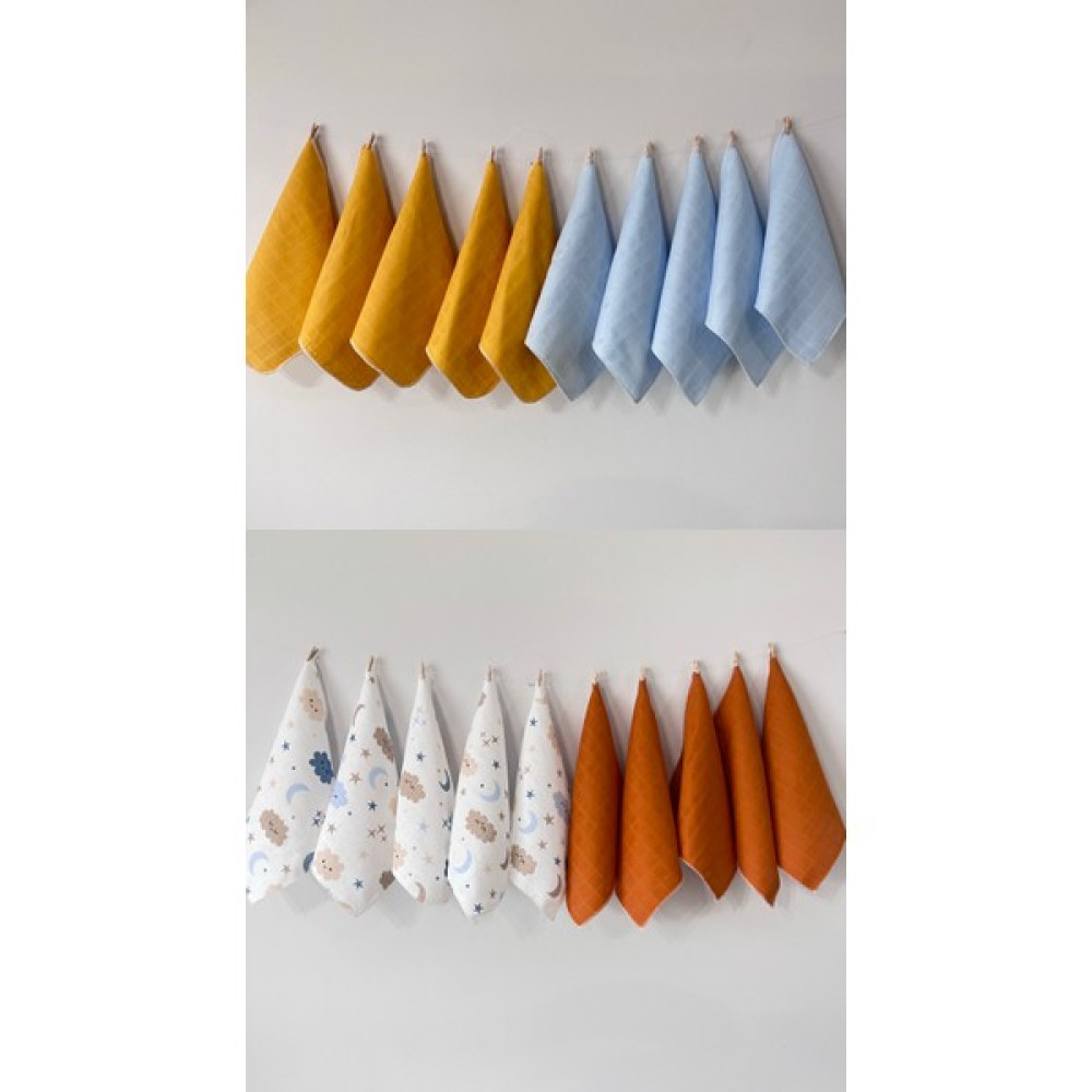 Runbaby (20 Adet ) 25X25 cm Run Baby %100 Organik Pamuk Müslin Kumaş Bebek Ağız Mendili & Ter Bezix - Kiremit - Beyaz - Standart Mama Önlüğü Fiyatı