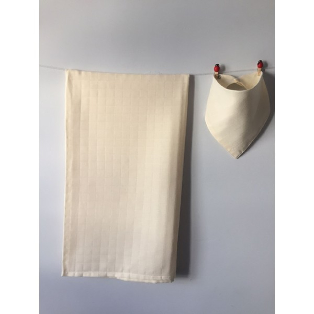 Runbaby Oeko-Tex Sertifikalı 100X120CM %100 Pamuk Bebek Müslin Örtü + 1 Adet Fular - 100 x 120 cm - Bej Bebek Battaniyesi Fiyatı