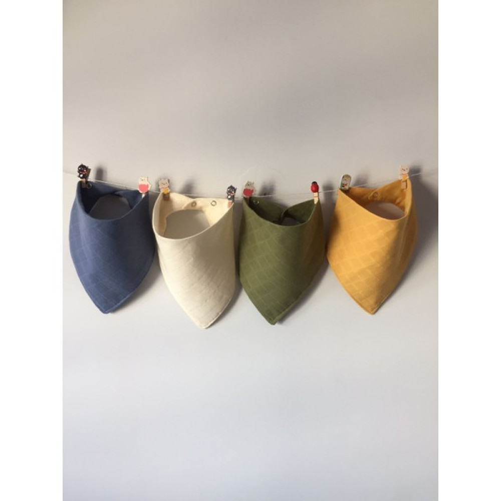Runbaby Oeko-Tex Sertifikalı Pamuk Çift Katlı Müslin Kumaş Iki Çıtçıtlı Bebek Salya Önlük & Fular (4 Adet) - 6 - 24 Ay - Renkli Mama Önlüğü Fiyatı