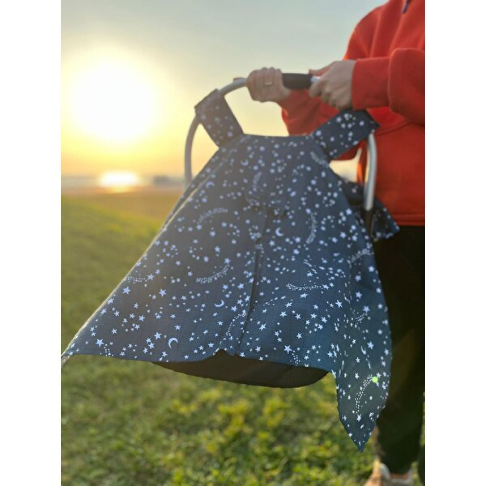 Runbaby Run Baby Müslin Kumaş Çıt Çıtlı Puset Örtüsü 75 x 100 cm - Lacivert Bebek Oto Koltuğu Fiyatı