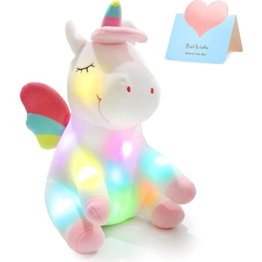 Runjing 12 '' Light Up Unicorn Doldurulmuş Hayvan Yumuşak Peluş Oyuncak, Renkli LED Gece Işıkları ile Parlayan Doğum Günü Çocuk Günü Sevgililer Gün... Peluş Oyuncaklar Fiyatı