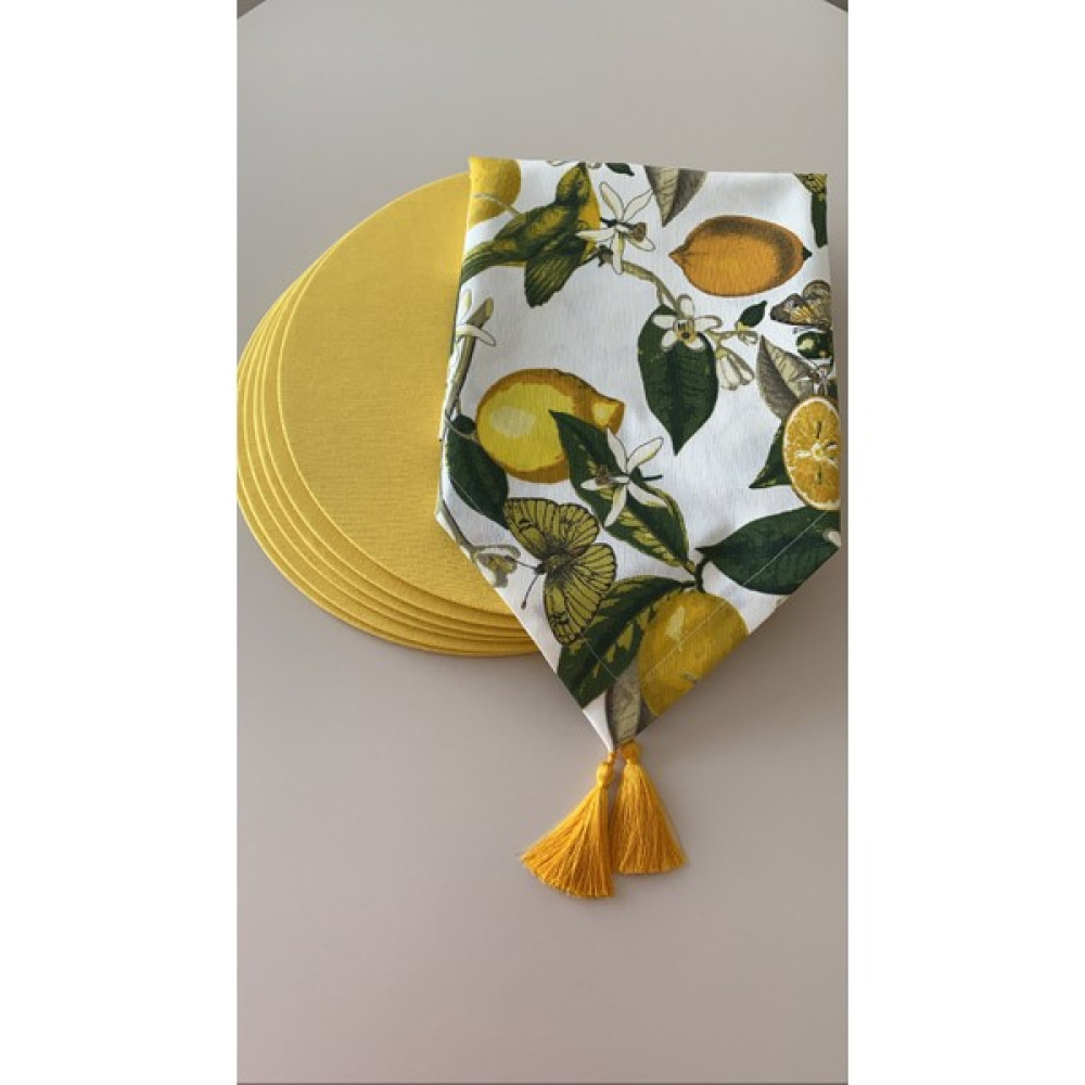 Runner ve Supla Seti - Sarı - 140 x 40 cm Amerikan Servis Fiyatı