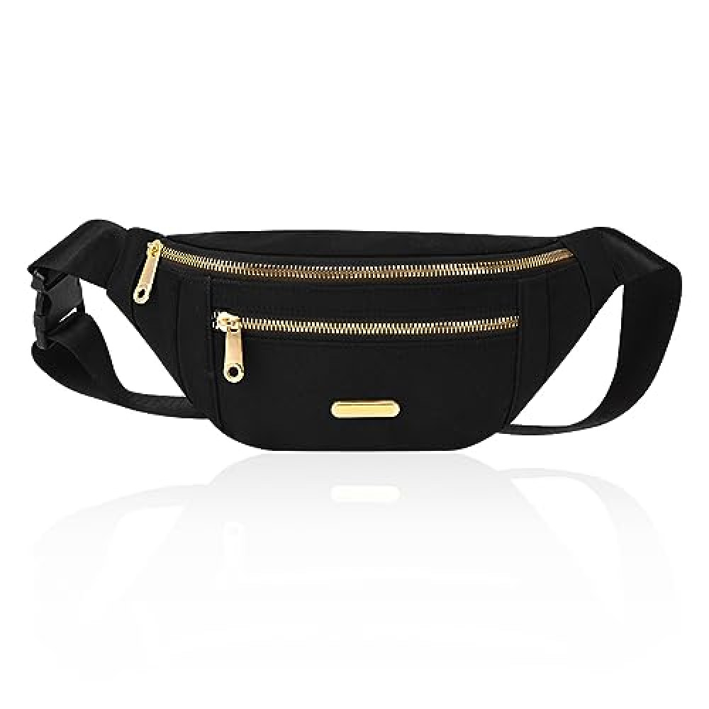 Running Belt Fanny Pack Travel　Adjustable Beltlightweight Adjustable Waist Bag for Outdoors Workout Hiking Gifts Jogging for Men Women (Black)