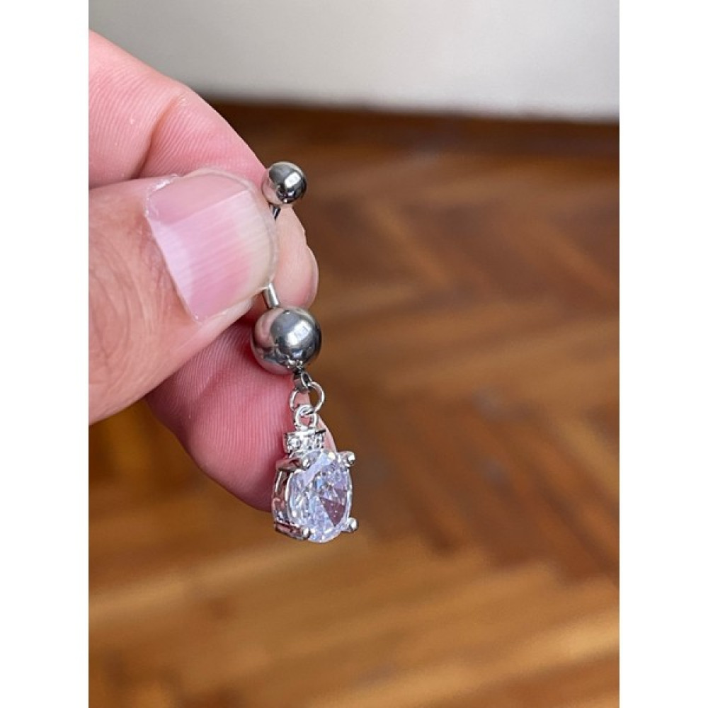 Rupen Kraft Cerrahi Çelik Piercing Taşlı Piercing Tek Taş Göbek Piercingi Sallantılı Göbek Piercingi - 10 - Gümüş Altın & Gümüş Piercing Fiyatı