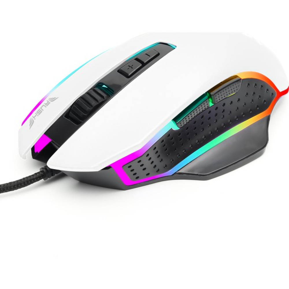 Rush Gloria RM16 Rgb 2400DPI Makro Oyuncu Mouse - Beyaz Klavye - Mouse Fiyatı