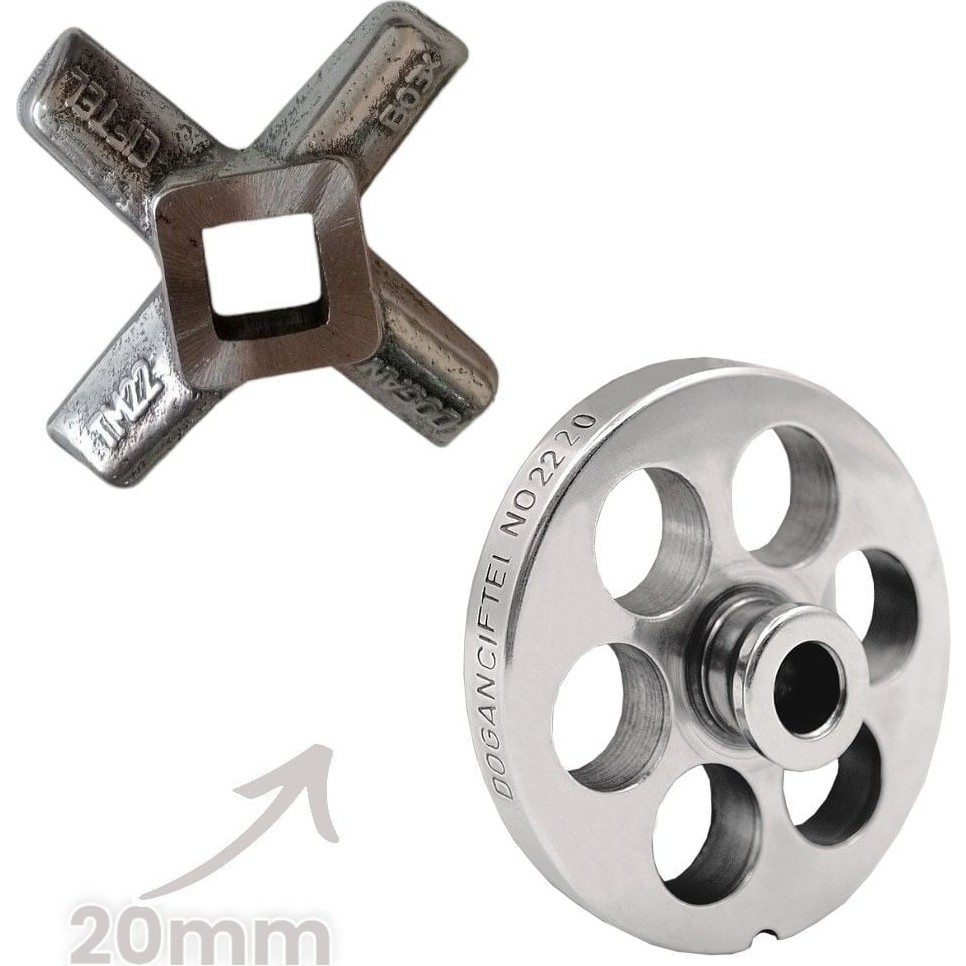 Russet 22 Numara 20 mm 2'li Kıyma Makinesi Ayna ve Bıçak Seti Diğer Fiyatı