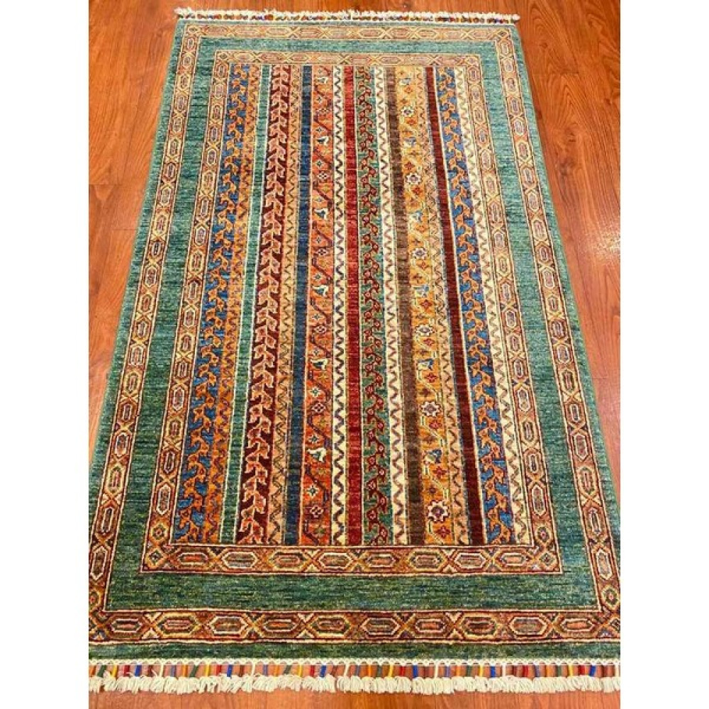 Rustik Ev Afgan Halısı El Dokuma, Şal Modeli & 147 x 98 cm - 98 x 174 cm - Krem - Yeşil Ev Tekstili Fiyatı